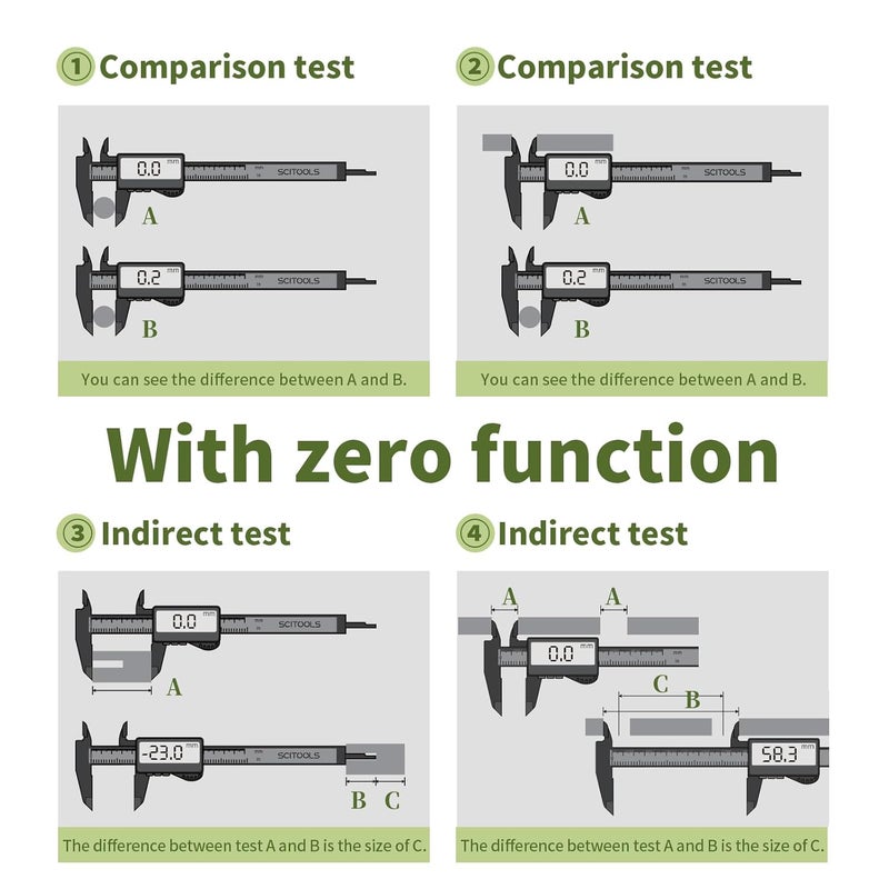 SCITOOLS All-Metal Digital Caliper 0-8" Measuring Tool, Micrometer Caliper with Auto-Off Feature, Interchangeable Between inches and millimeters for DIY/Household and 3D Printing - Image 4